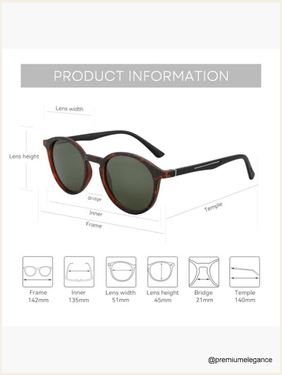 Polarized Round Sunglasses UV400 Protection Unisex Shades Full Frame Lightweight